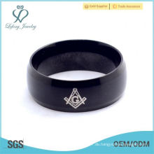 Freimaurer Ringe-klassische Herren Herren Mason Logo schwarz überzogene Ringe